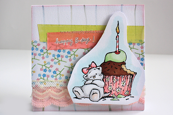 Strawberry Kisses Stamp "Birthday Kitten"