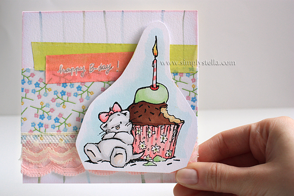 Strawberry Kisses Stamp "Birthday Kitten"